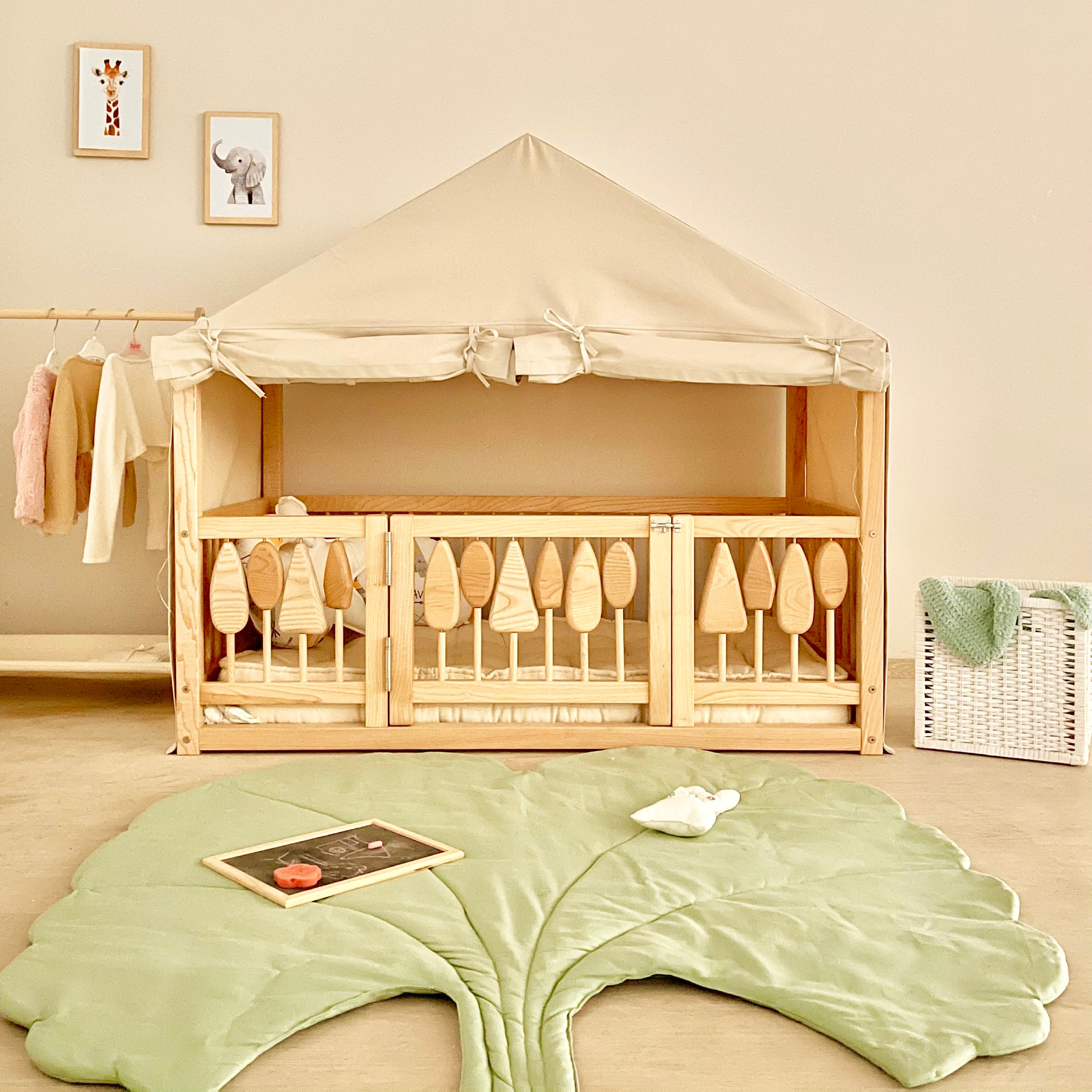 bed tent cover 100% Cotton Full Tent Cover For Woodland House Montessori Bed – Simre Kids
