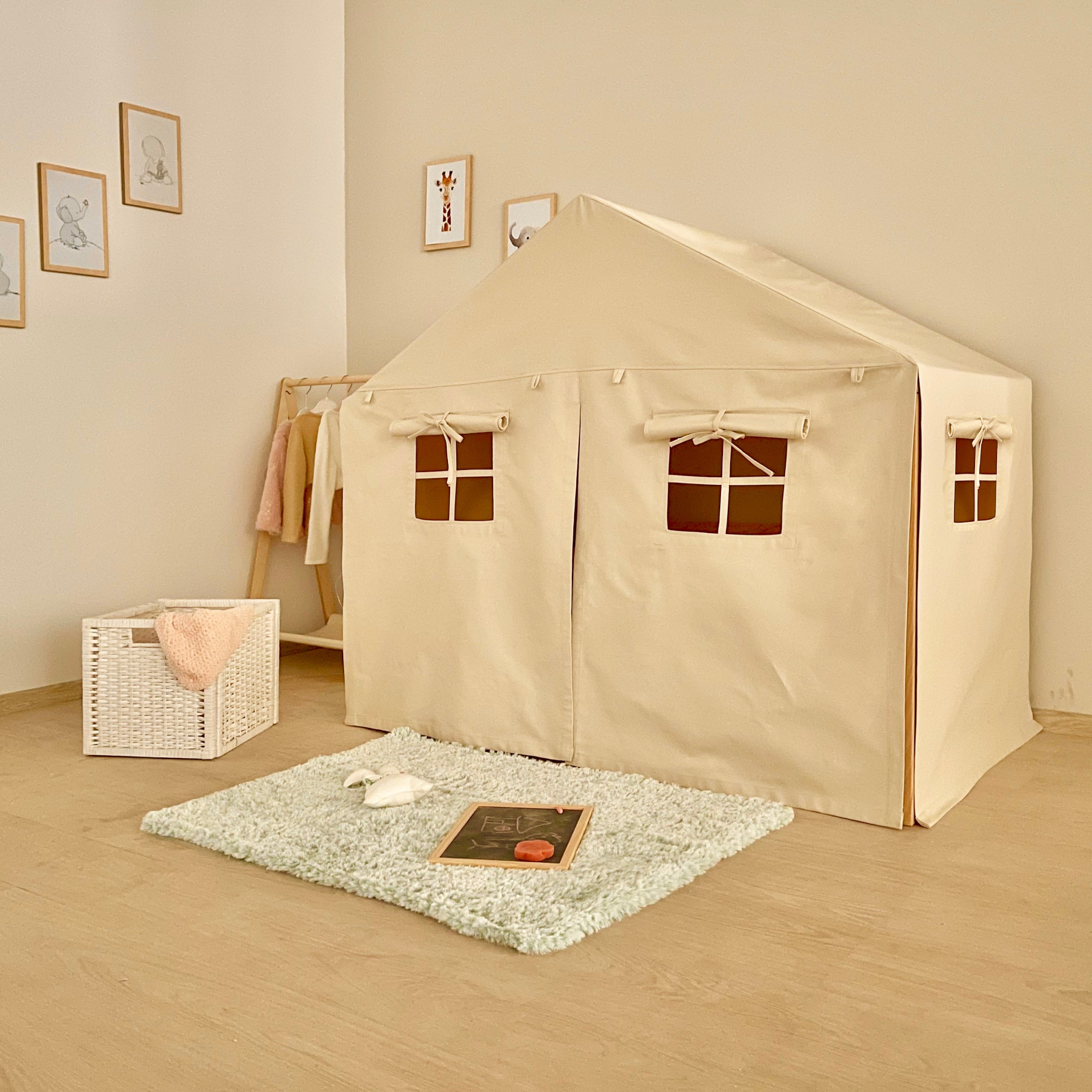 tent house bed 100% Cotton Full Tent Cover For Woodland House Montessori Bed – Simre Kids