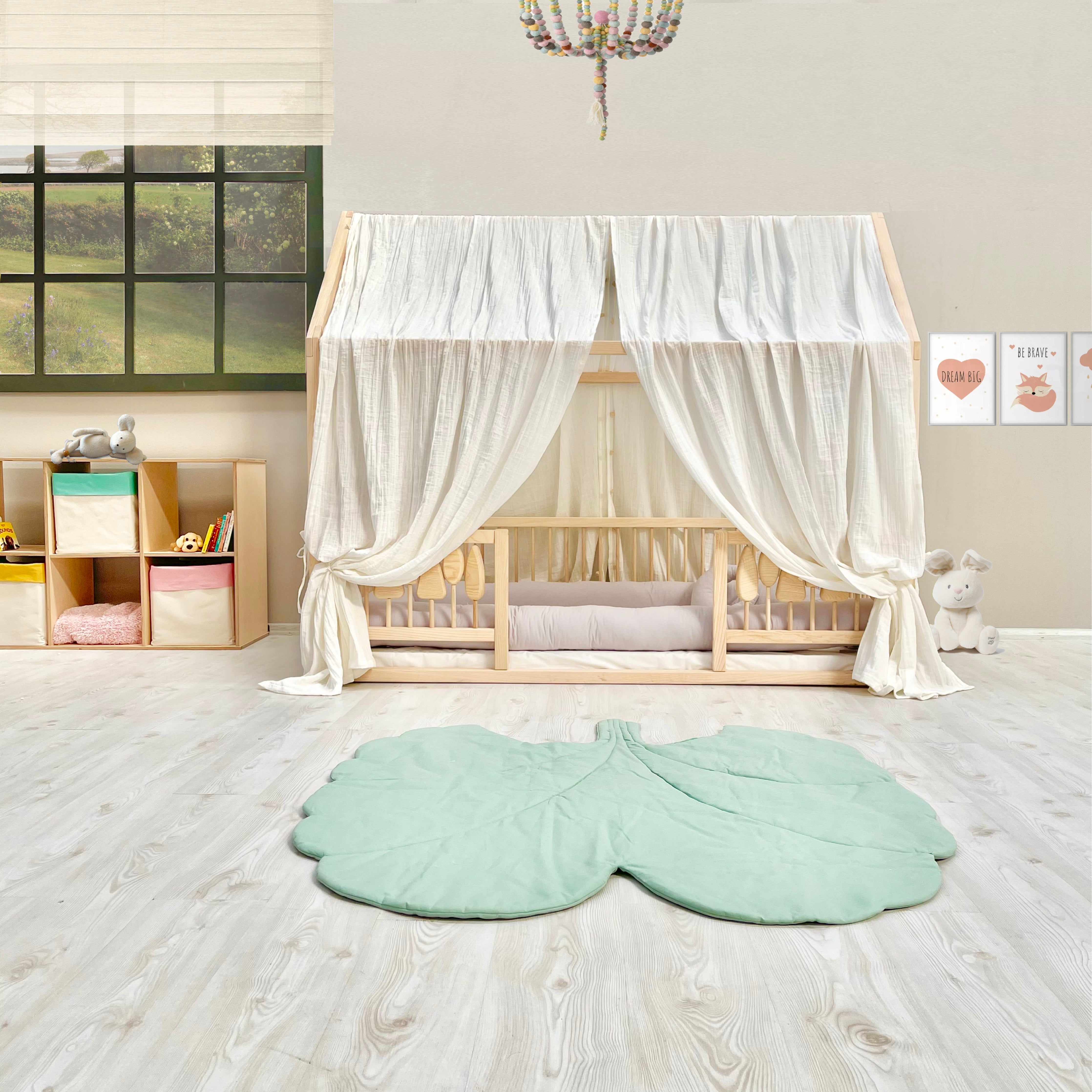 100% Muslin Cotton Canopy For Woodland House Montessori Bed 2